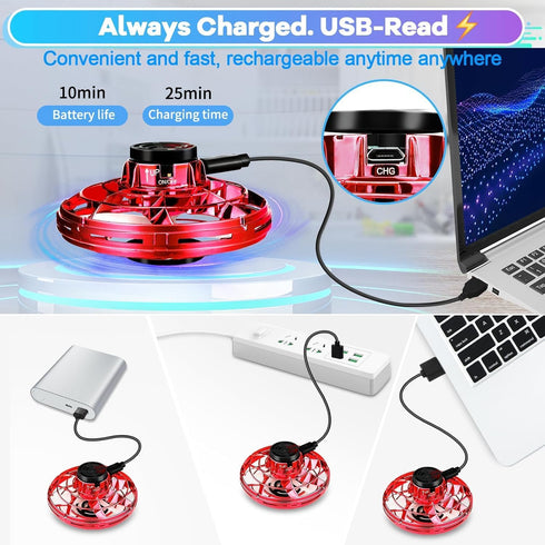 Toys,2026 6 7 8 9 Vantexi Drone for Kids Flying Upgrade LED Fidget Spinner,Hand Operated Fidget Flying Spinner Toy
