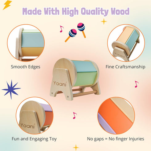 YAANI Montessori Spinning Drum, Baby Toys for 6-12 Months, Sensory Toys for 1-2 Year Olds, Gifts for Boys & Girls
