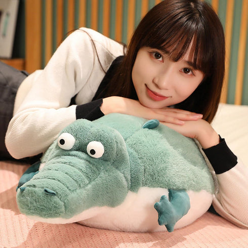 17.7'' Alligator Stuffed Animal, Funny Plush Toy, Chubby Crocodile Body Pillow, Unique Fat Crocodile for Kids Birthday