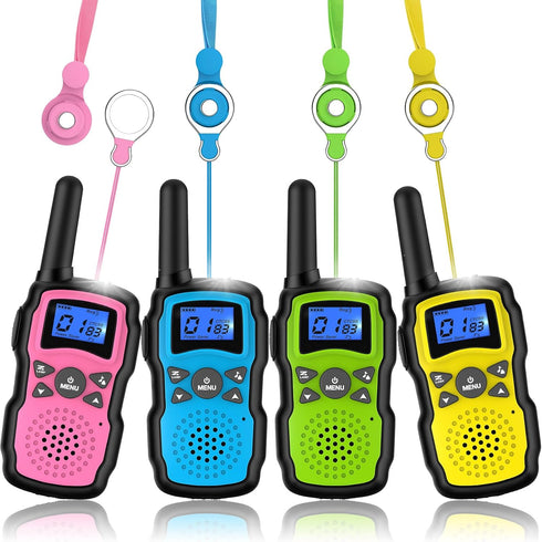 Wishouse Walkie Talkies for Kids - 4 Pack Family Radio Long Range, Outdoor Fun Toys for 4-8 Year Olds (No Battery