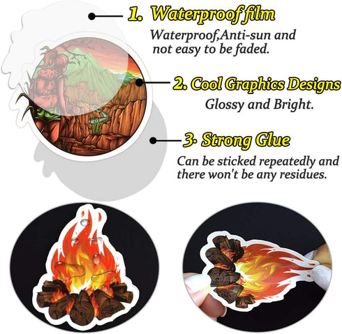 Stickers for Water Bottles - Outdoor Nature Camping Adventure Stickers, Waterproof Vinyl for Teens, 50Pcs