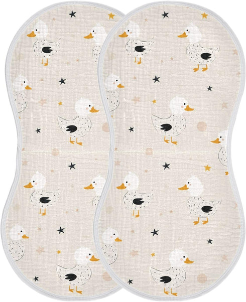 decor gift 4 Pack 22x11in Cotton Large Burp Cloths for Baby Soft and Absorbent? Cute Animal Mallard Duck Star Offwhite
