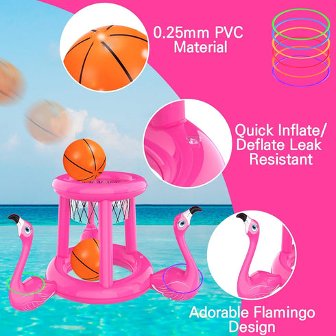 Pool Floats Toys Games Set, 2-in-1 Floating Pool Basketball Hoops & Ring Toss Game for Kids