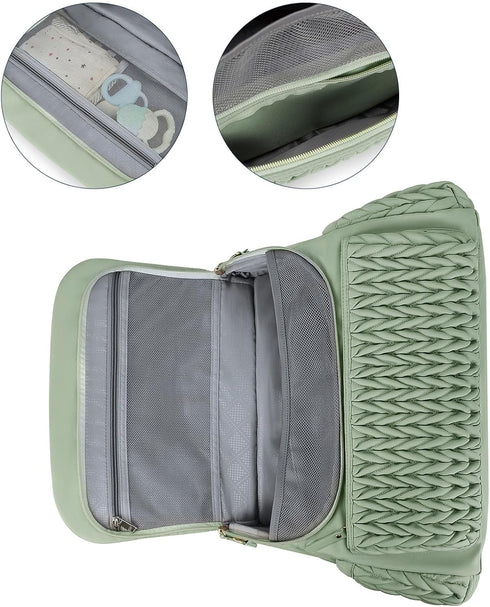 jiahesuw Backpack Multifunctional Diaper Bag with Changing Pad Large Capacity Foldable Travel Nappy Bag Multifunctional