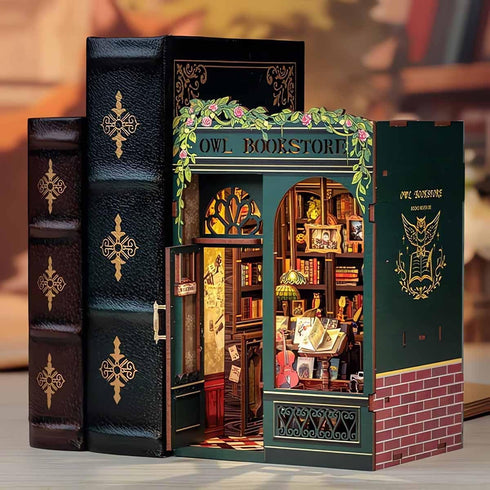 Cozy Hands Craft DIY Miniature Kit Book Nook - Owl Bookstore | Enchanting Nocturnal Library | Whimsical Design, Vintage