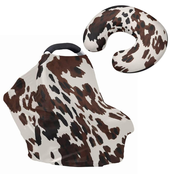 Sarogrorin Cow Print Car Seat Covers Canopy Cover Baby Pillows Cover for Sleeping