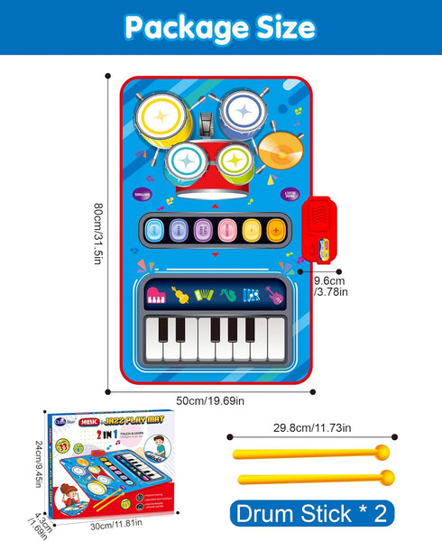 1 12-18 1-2 DQMOON Toys for Year Old Boy Gifts, Baby Musical Mat with Piano & Drum, Adjustable Volume, Months Toddler