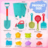 BeneFine 14 Piece Beach Toys,Castle Barrel Bucket,Sea Animal and Traffic Sand Molds,Beach Shovel Tool Kit, Fun Outdoor