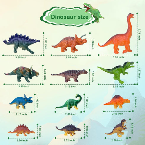 ROSEORGUN 3-5, 12 Set 3+ Dinosaur Toys for Kids Realistic Dinosaur Figures with a Detachable Dino Head for Scenes, Map