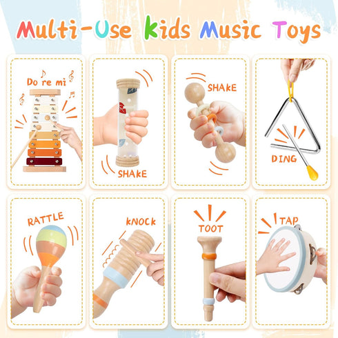 Sets, 2 3 4 18 Toddler Musical Instruments Montessori Wooden Percussion Educational Baby Musical Toys Xylophone Maracas