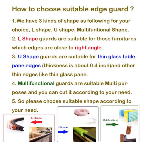 M2cbridge U Shape Extra Thick Foam Baby Safety Bumper Guard Table Edge Protectors 6.5 Ft (Green)