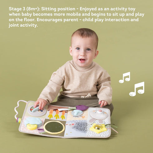 13 3D Taf Toys Newborns & Toddlers Busy Board with Music & Lights Montessori Activities Baby Safe Mirror, Activities
