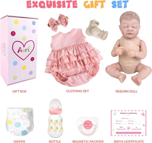 20 Inches 3+ Aori Reborn Baby Dolls - Realistic Real Life Baby Doll with Feeding Kit, Lifelike Newborn Baby Girl