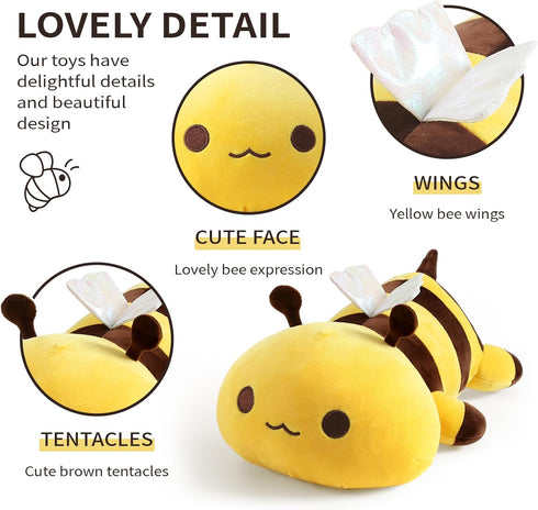 Onsoyours Cute 13" Yellow Bee Plush Toy Pillow Soft Stuffed Animal for Kids