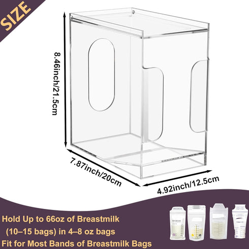 Nelspen Freeze Organizer for Breast Milk Storage Bag, Highly Clear Acrylic Container Storing System for Freezing