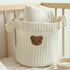Yovslop Bear Storage Bucket Beige Cotton Basket Diaper Bag Large Capacity Bin for Home Nursery Room