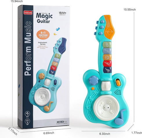 Didklom 4-in-1 18 Children's Guitar Piano Learning Toy, Educational Gift, with Touch Strings, Suitable for Children