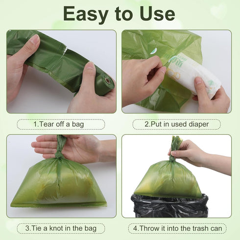Fullhawl 15 Rolls/225 Refill Disposable Diaper Bags with Dispenser Scented Waste Baby Poop Bags Convenient and Quick
