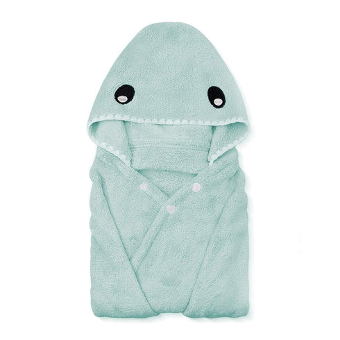 ROMASA Toddler Hooded Bath Towel, Ultra Soft Highly Absorbent Bathrobe Blanket for Boys Girls (Green Shark-Shape)