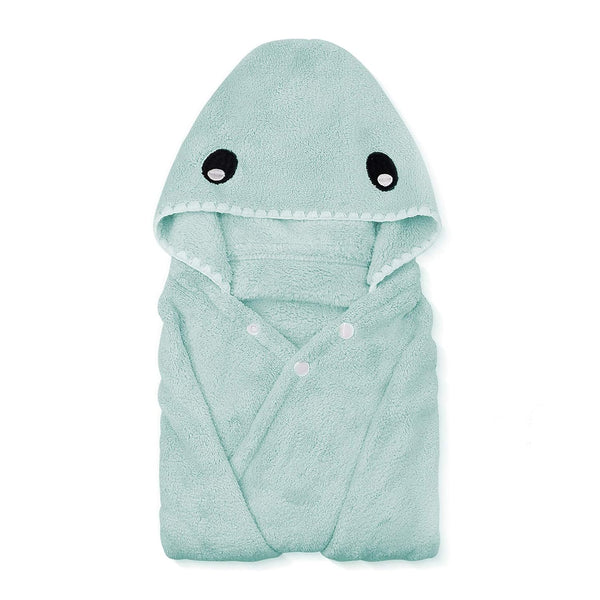 ROMASA Toddler Hooded Bath Towel, Ultra Soft Highly Absorbent Bathrobe Blanket for Boys Girls (Green Shark-Shape)