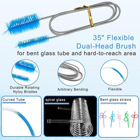 AJWXWO 13Pcs (40,30,20 oz), Glass Cleaning Kit Tube Pipe Cleaners Straw Cleaner Brush - Reusable Handles Extra Long