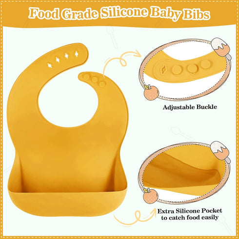BXLL Set 10 Sets Silicone Baby Feeding Pcs Baby Led Weaning Supplies Suction Bowl Divided Plate Baby Bibs Fruit feeder