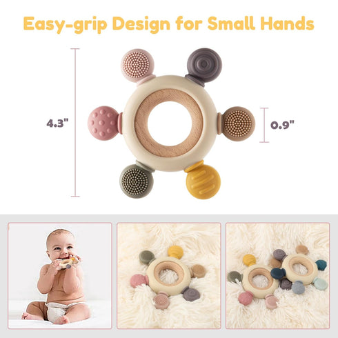 Baby Teething Toys for 0-6 Months, BPA Free Sensory Toys for Babies, Newborn Infant Gifts for 1 Year Old