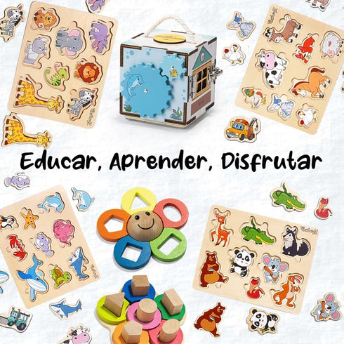 Wooden Puzzles for Kids - Ideal Transport - Travel Wooden Toys for 1+ Year Old - Montessori Educational Toys