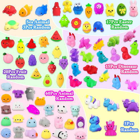 120PCS, Squishies Toys Bulk Party Favors for Kids, Goodie Bag Stuffers, Classroom Prizes, Treasure Box Toys, Stress