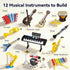 Set 12 Pack 6-12, FUN LITTLE TOYS Music Building Party Favor Toys, Mini Building Blocks Musical Instruments No