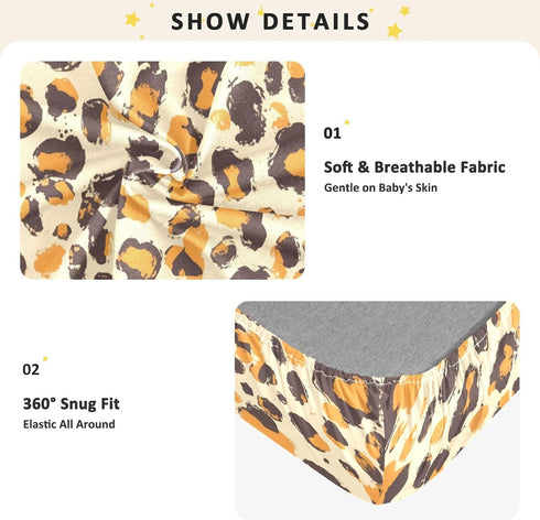 Bseiialft 52 28 Abstract Leopard Print Crib Sheets for Boys Girls Soft and Breathable Cotton Baby Sheets for Standard