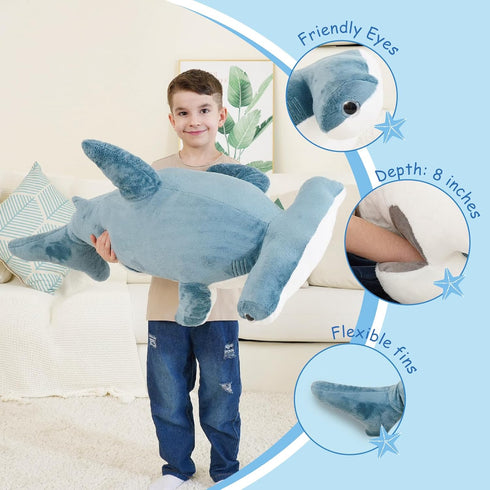 37-Inch Hammerhead Giant Plush Shark - Soft and Realistic Stuffed Animal