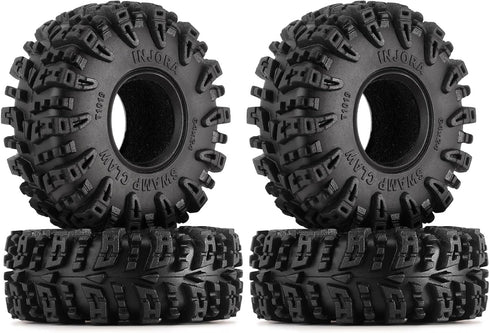 INJORA 1.0 Tires - S5 Swamp Claw Mud Terrain Tires for TRX4M AX24 SCX24 FCX24 1/18 1/24 RC Crawler Car, 64 * 24mm, T1019