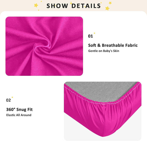 Ruby Baby Sheet for Baby Girl Boy, Fitted Crib Mattress Cover for Standard Crib and Toddler Mattress, Lightweight Crib