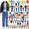 E-TING 10-Item Fantastic Pack = 5 Sets Fashion Casual Wear Clothes Outfit