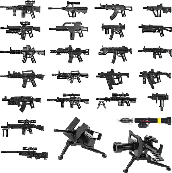 25 Pcs Military Toy Soldiers Figures Pack, Weapons Set for Building Blocks Compatible with Major Brands, 3 Years+