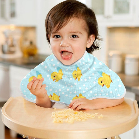 tplaotee 22x11in White Polka Dots Cartoon Yellow Chicks Cotton Neutral Burp Cloths Breathable Baby spit up Cloth