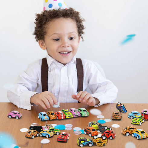 30-Pack Vileafy Mini Pull-Back Race Cars for Kids | Metal Small Toy Cars Bulk for Goodie Bag Stuffers, Birthay Party