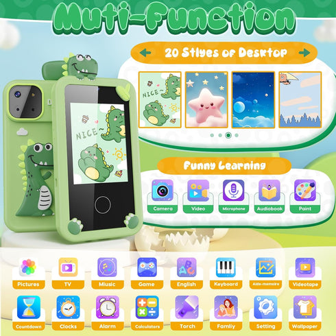 Kids Smart Phone Toys - Dinosaurs Gift for Boys Ages 3-9, Mini Smart Phone with 16 Learning Games, 2.8" Touchscreen