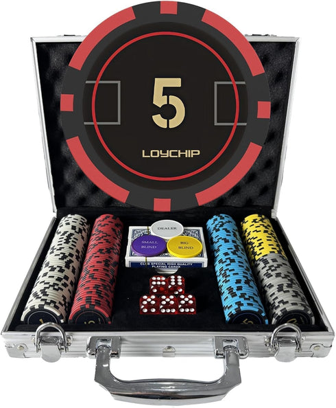 200-Piece Poker Set 11.5g Heavyweight Chips with Numbers and Aluminum Case Texas