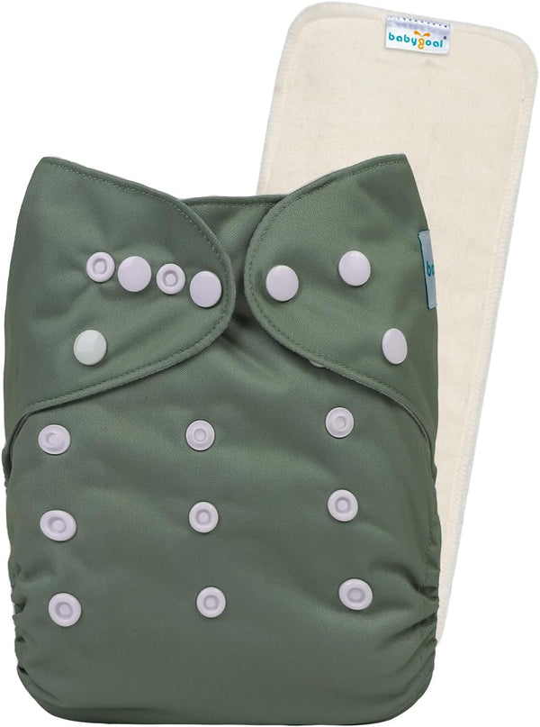 babygoal Reusable Cloth Diaper with Insert for Baby Boys and Girls 8-35lbs,