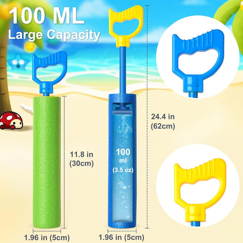 Water Guns 6 Pack, 40 Ft Foam Soakers Blaster Guns for Kids Age 3-12, Outdoor Swimming Pool Beach Summer Party Toys