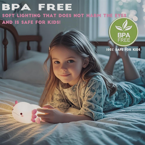 Kids,Dimmable HAPPYBAG Axolotl Night Light,Cute Axolotl lamp Gifts for Silicone Animal Nursery Night Light,Kawaii