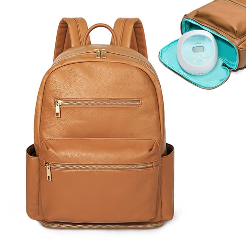 MOMINSIDE Diaper Bag Backpack, Diaper Bags Baby Diaper Bag 13 Pockets Leather