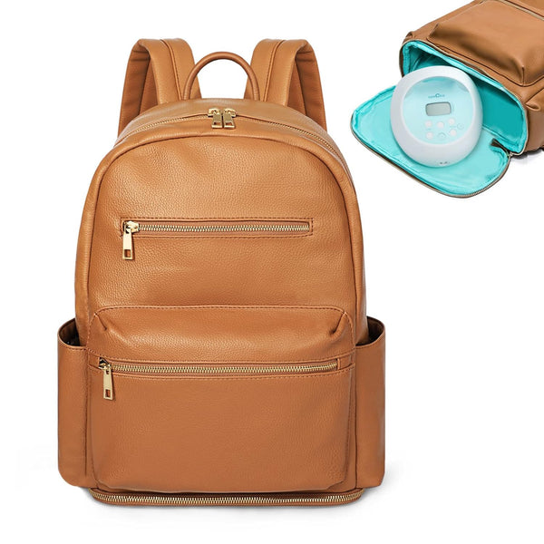 MOMINSIDE Diaper Bag Backpack, Diaper Bags Baby Diaper Bag 13 Pockets Leather