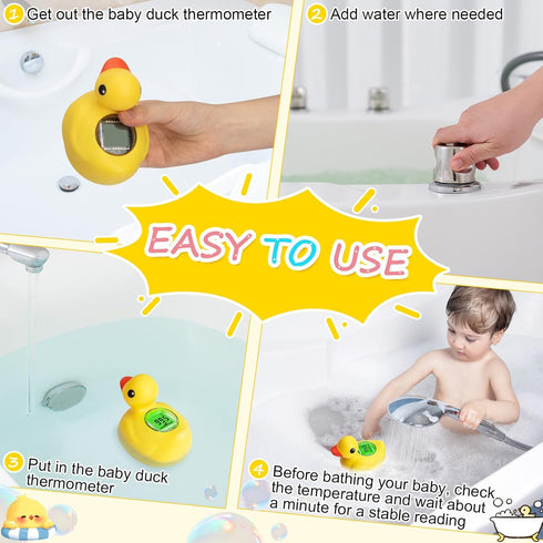 Thermometer-IP68 Rechargeable Baby Bath Waterproof-BPA-Free Bath Thermometer Baby Safety-Fast Temperature Reading