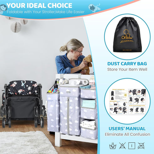 Orzbow Universal Sun Shade for Stroller, Detachable UPF 50+ Cover with See Through Mesh Window, Cute Cat Sun Protection