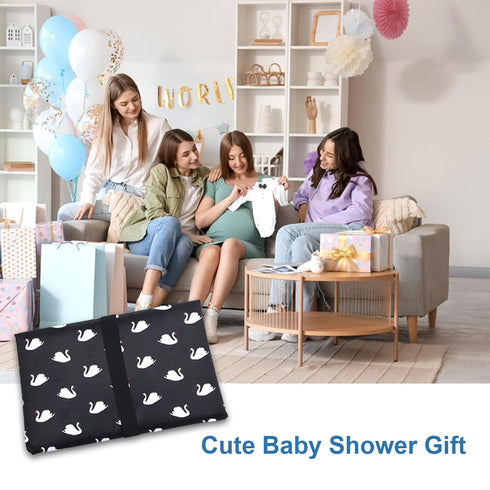Cute Swan Portable Diaper Changing Mat,Waterproof Foldable Travel Changing Pad,On-The-Go Wipeable Reusable Changing Pad