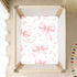 CZXW 52" 28" Bows Watercolor Pink Crib Sheets Fitted x Natural Cotton Soft & Breathable for Baby Crib Mattress