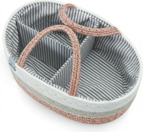 ebutyco Baby Diaper Caddy Organizer,Woven Rope Nursery Storage Bin,Newborn Gift Basket,Extra-Large Cotton Basket